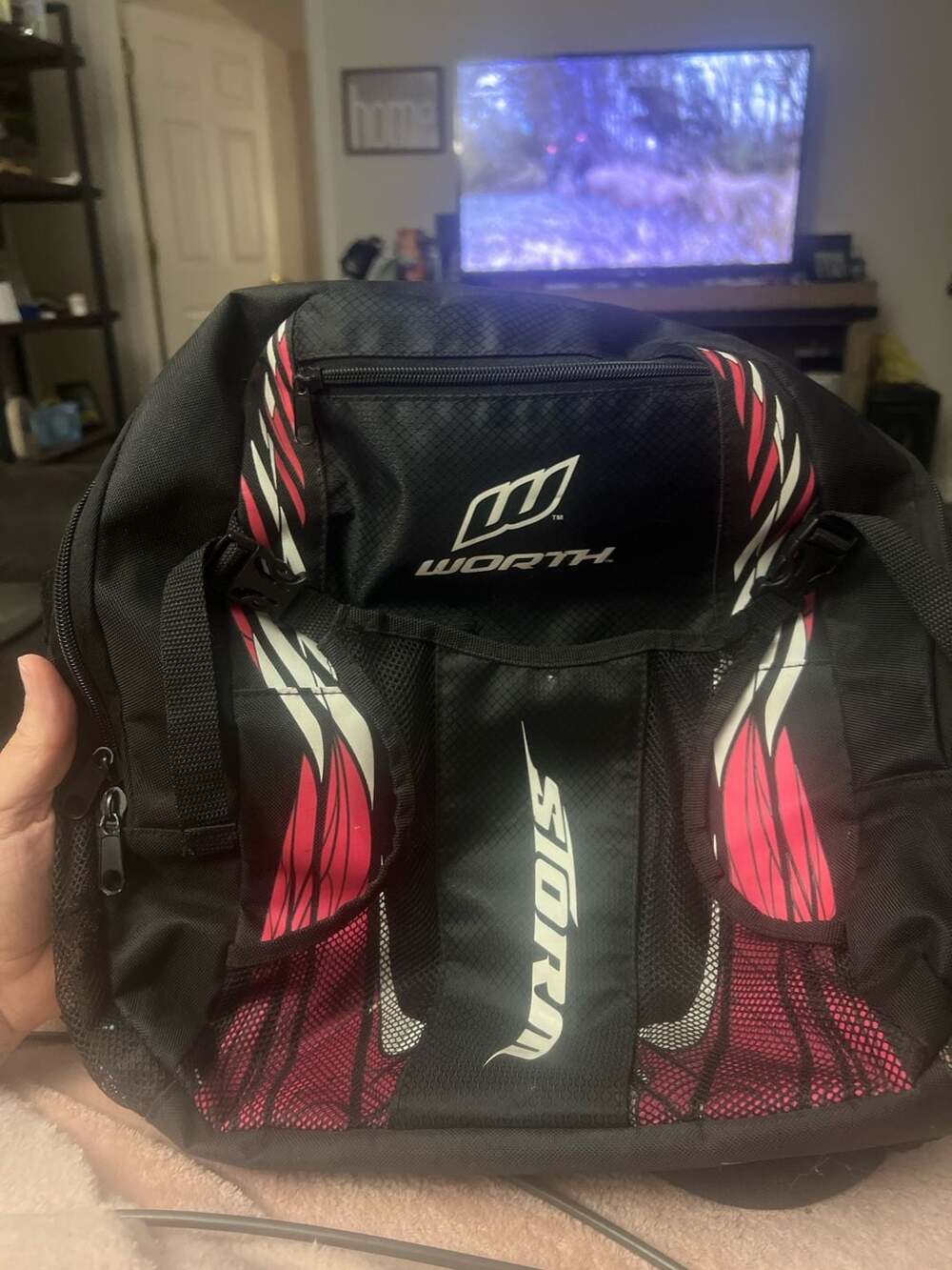 Worth Storm Softball/Baseball Youth Player Backpack - Black/Pink/White